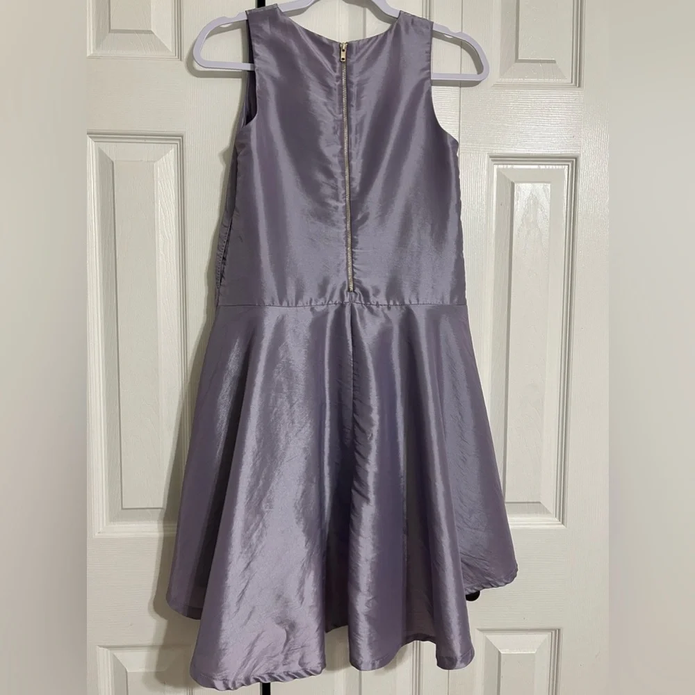 GB Girls Purple Satin Taffeta High Low Drop Waist W/Pockets Dress Size 12